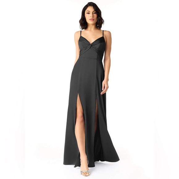 Azazie Vivi Bridesmaid Dress in Black - Size 6 - Picture 2 of 10